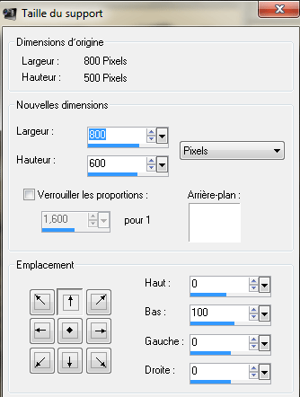 Taille du support