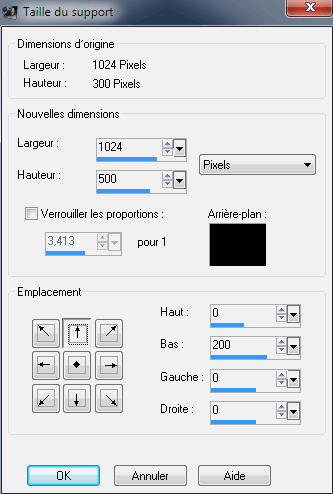 Taille du support